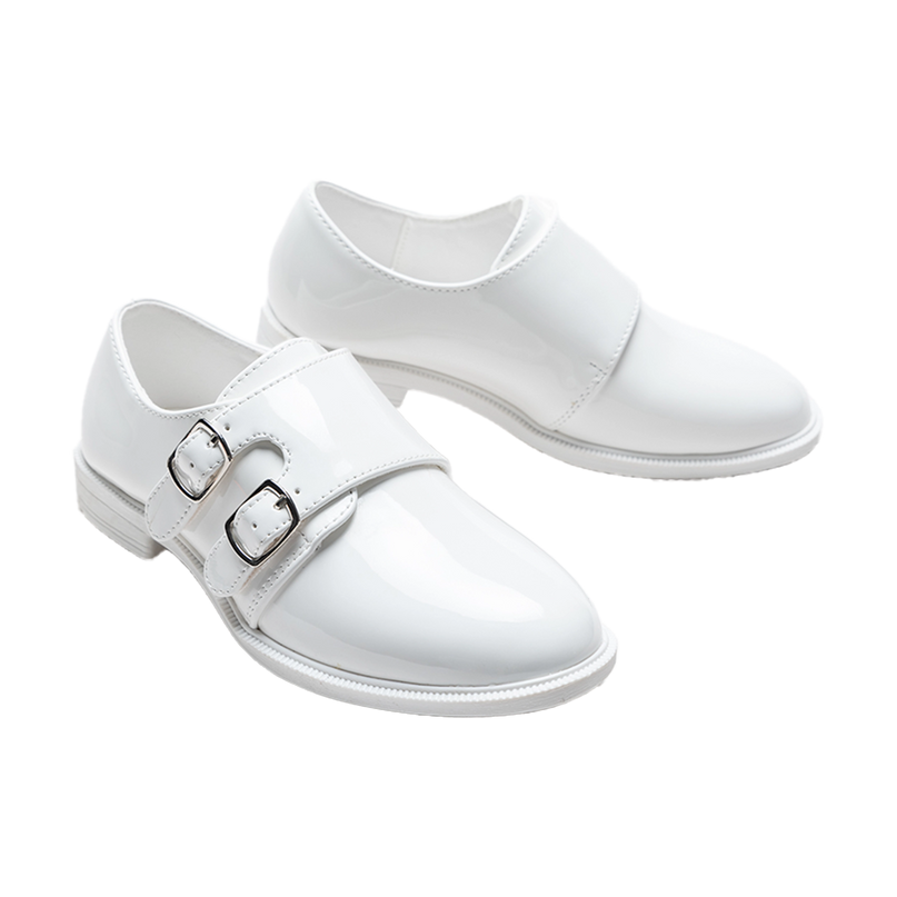 kidsatelier-moustache-White-Patent-Buckle-Loafers