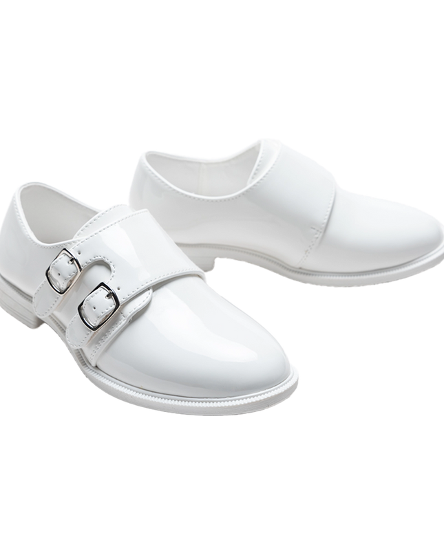 kidsatelier-moustache-White-Patent-Buckle-Loafers