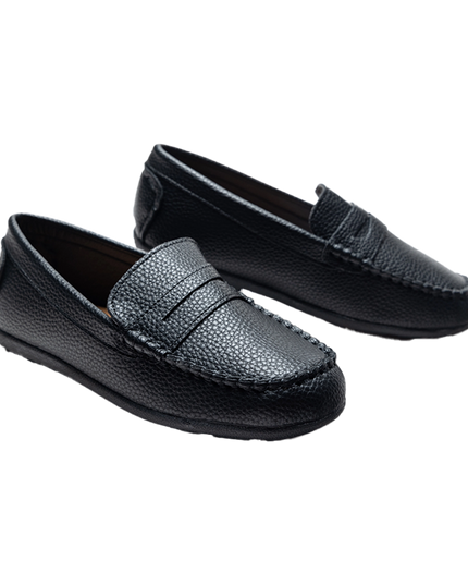 kidsatelier-moustache-Black-Faux-Leather-Penny-Loafers