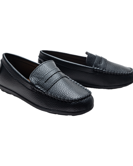 kidsatelier-moustache-Black-Faux-Leather-Penny-Loafers