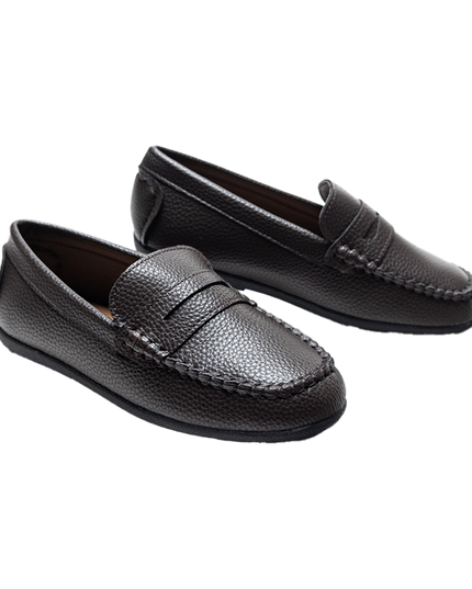kidsatelier-moustache-Mocha-Faux-Leather-Penny-Loafers