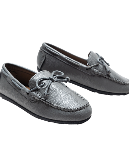 kidsatelier-moustache-Gray-Faux-Leather-Laced-Loafers