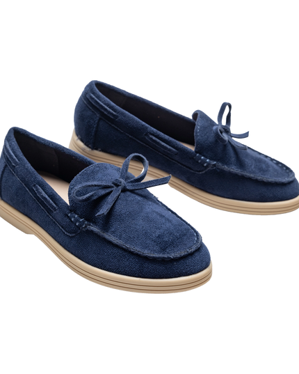 kidsatelier-moustache-Navy-Suede-Formal-Laced-loafers