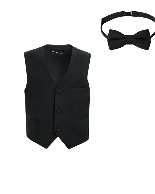 kids atelier moustache Black Vest Bow Tie Set