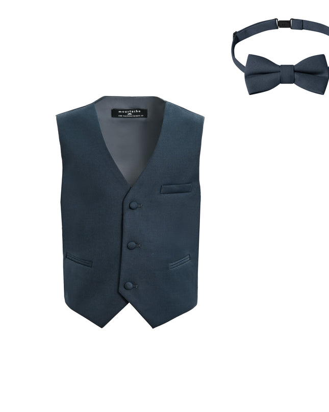 kids atelier moustache Gray Vest Bow Tie Set