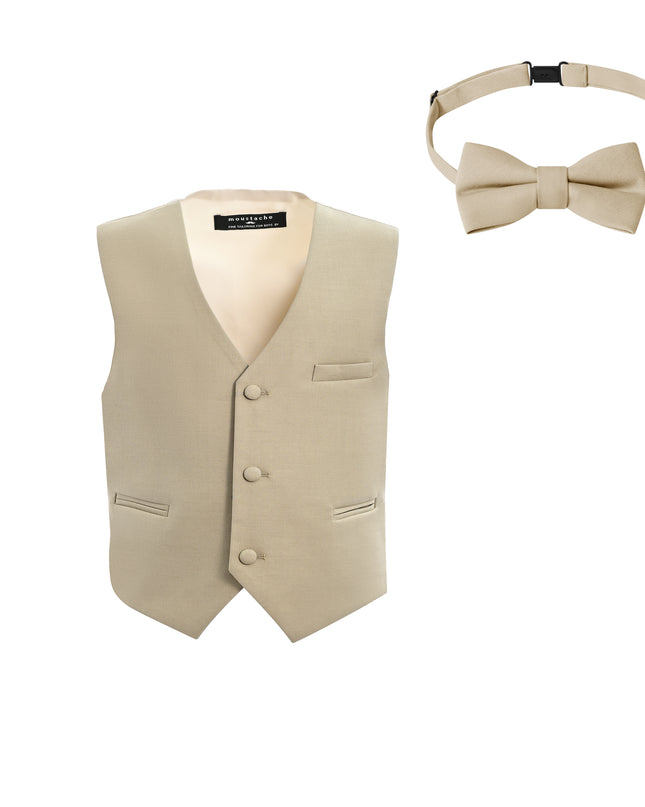 kids atelier moustache Beige Vest & Bow Tie Set
