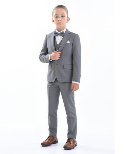 kidsatelier-moustache-Light-Gray-Peak-Lapel-Tuxedo-Set