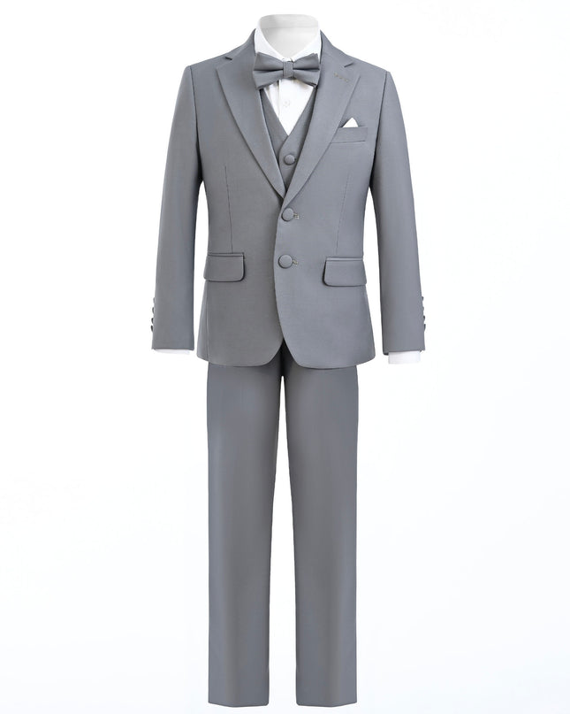 kidsatelier-moustache-Light-Gray-Peak-Lapel-Tuxedo-Set