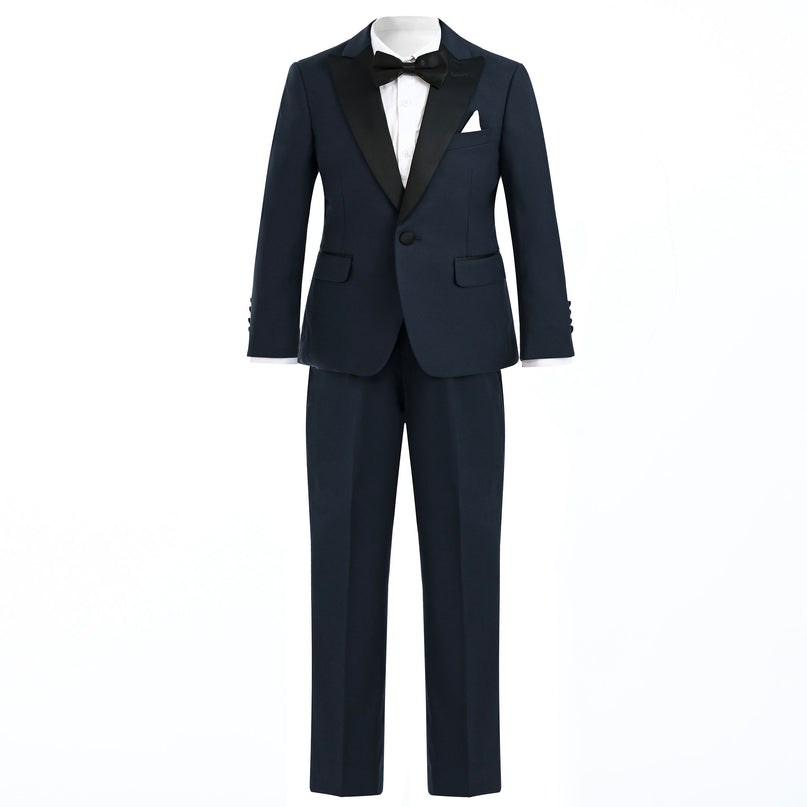 Navy Peak Lapel Trim Wool Suit