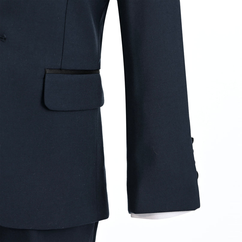 Navy Peak Lapel Trim Wool Suit