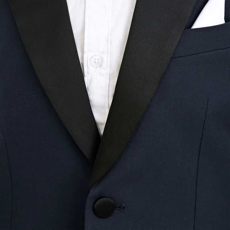 Navy Peak Lapel Trim Wool Suit