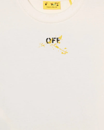 kids atelier off-white White Diagonal Splat Logo T-Shirt