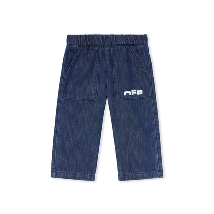kids atelier off white Indigo Type Logo Denim Logo Pants