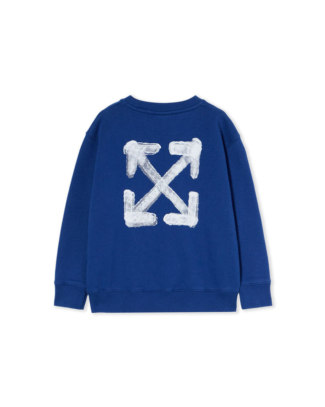 kids atelier off-white Blue Arrow Sponge Crewneck Logo Sweatshirt