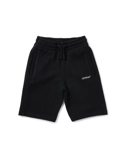 Kids Atelier-Off White-Black Diagonal Bookish Sweat Shorts
