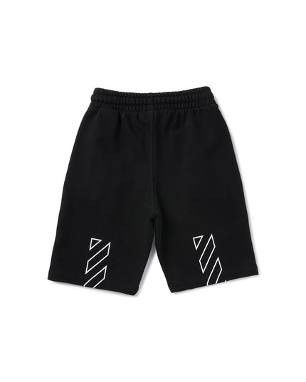 Kids Atelier-Off White-Black Diagonal Bookish Sweat Shorts