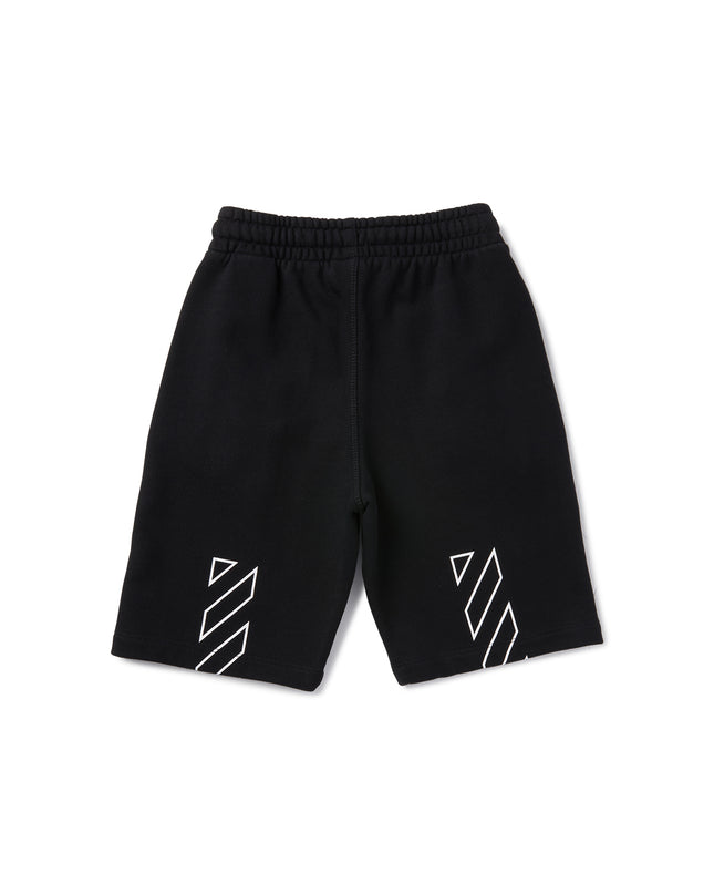 Kids Atelier-Off White-Black Diagonal Bookish Sweat Shorts