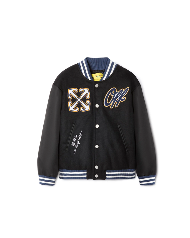 Kids Atelier-Off White-Black Ow Patch Varsity Jacket