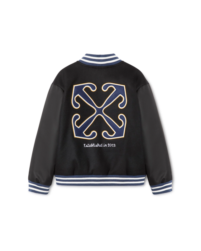 Kids Atelier-Off White-Black Ow Patch Varsity Jacket