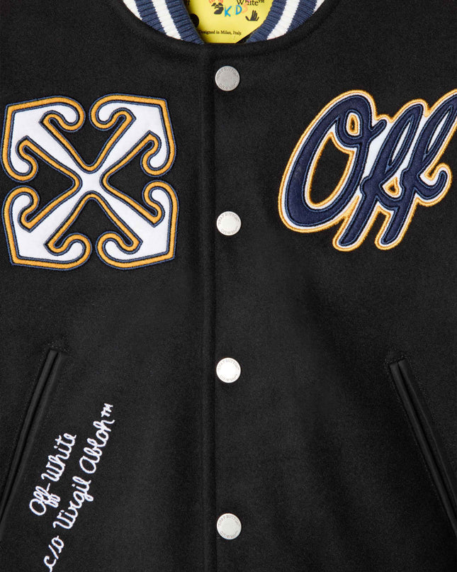 Kids Atelier-Off White-Black Ow Patch Varsity Jacket