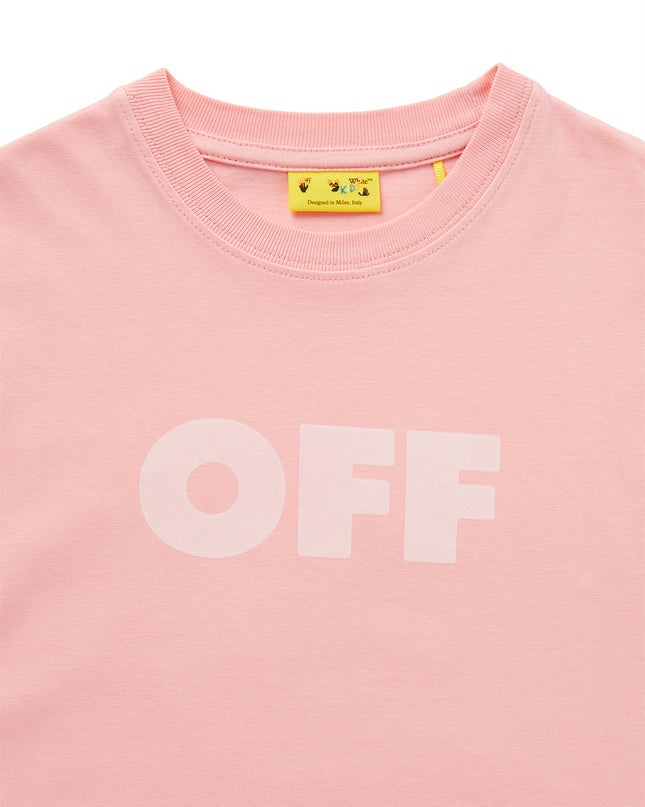 Kids Atelier-Off White-Pink Logo-Print T-shirt