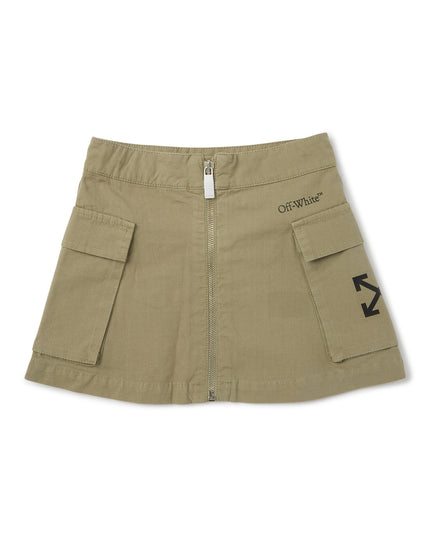 Kids Atelier-Off White-Green-Bookish Cargo Skirt