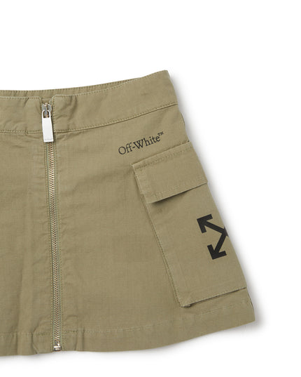 Kids Atelier-Off White-Green-Bookish Cargo Skirt