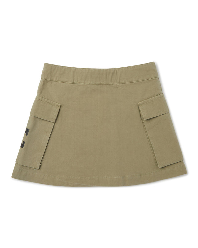 Kids Atelier-Off White-Green-Bookish Cargo Skirt