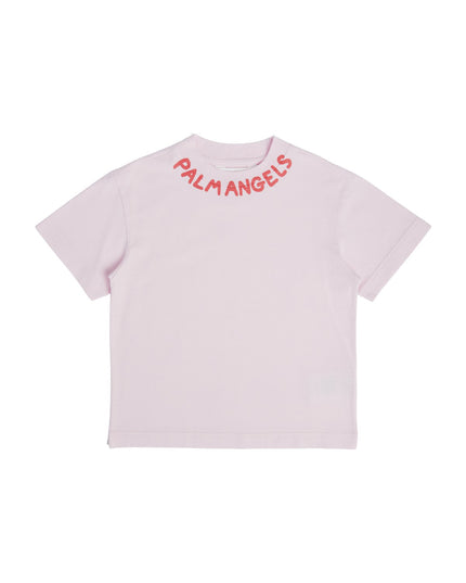 Kids Atelier-Palm Angels-Rose Pink Block Logo T-Shirt