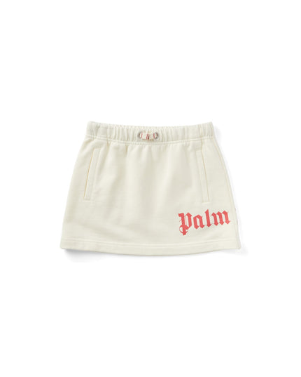 Kids Atelier-Palm angels-Ivory Sweat Mini Skirt with Over logo
