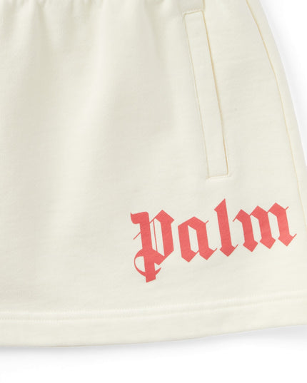 Kids Atelier-Palm angels-Ivory Sweat Mini Skirt with Over logo