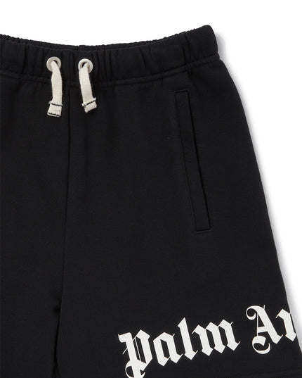 Kids Atelier-Palm-Angels-Black Overlogo Sweat Shorts