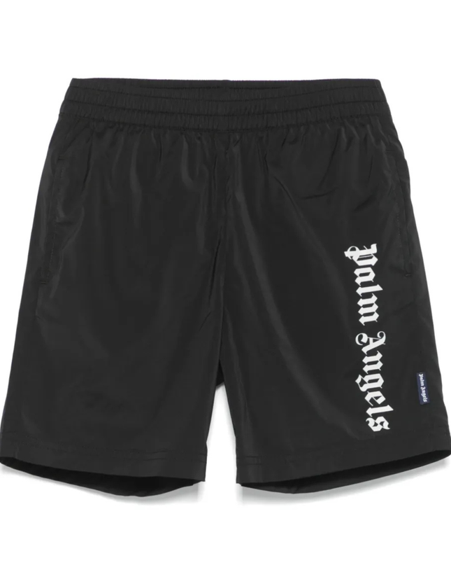 Kids Atelier-Palm angels-Long Beachwear Black Shorts
