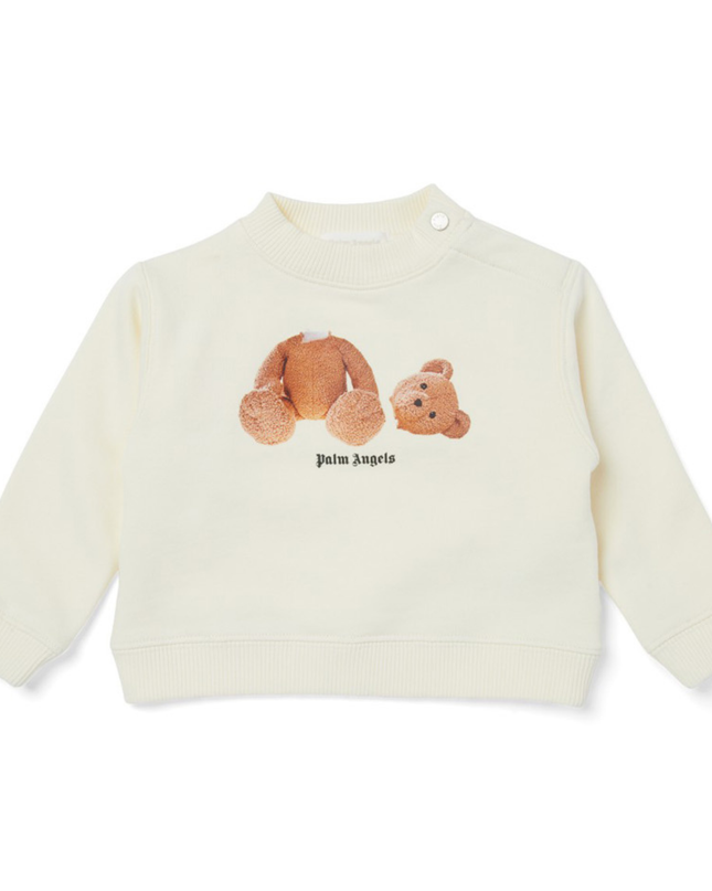 Kids Atelier-Palm Angels-Ivory Bear Long Sleeves T-Shirt