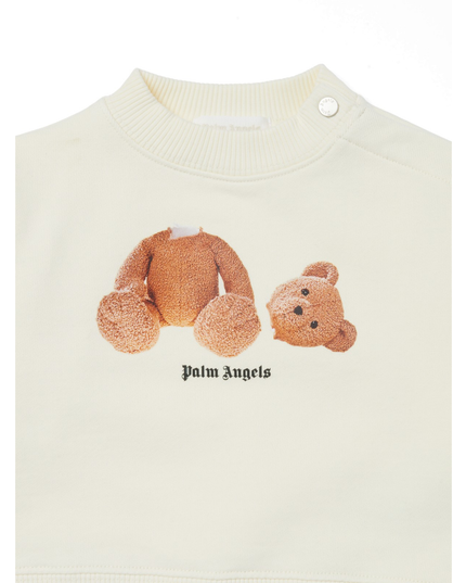 Kids Atelier-Palm Angels-Ivory Bear Long Sleeves T-Shirt