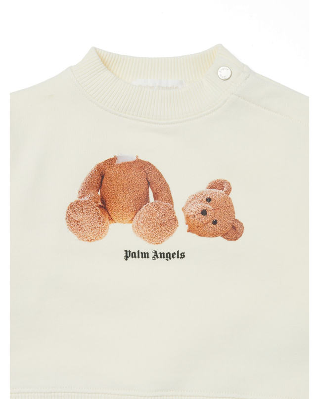 Kids Atelier-Palm Angels-Ivory Bear Long Sleeves T-Shirt