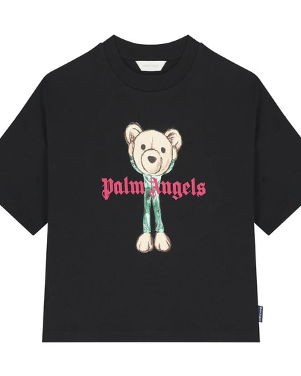 kids atelier palms angels Black Teddy Bear Logo T-Shirt