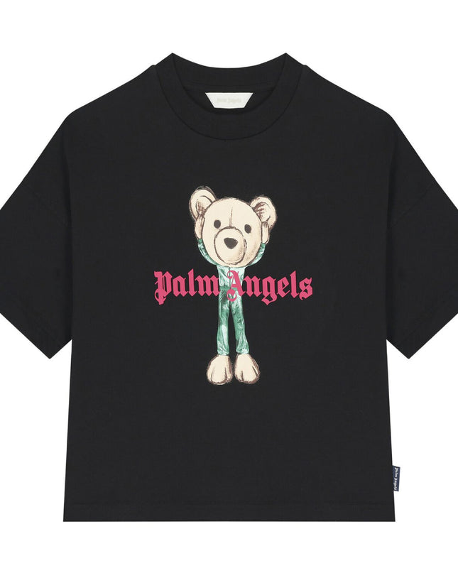 kids atelier palms angels Black Teddy Bear Logo T-Shirt