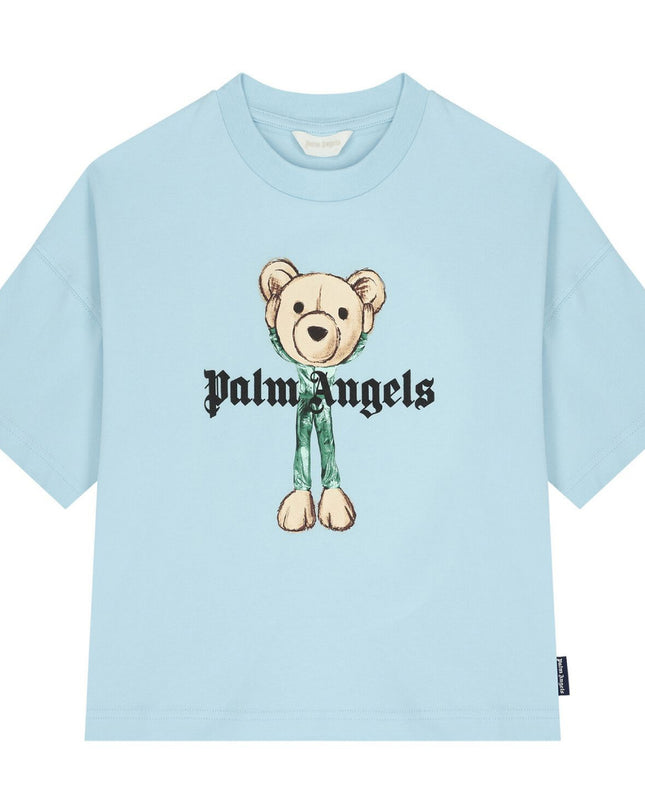 kids atelier palms angels Baby Blue Teddy Bear Logo T-Shirt