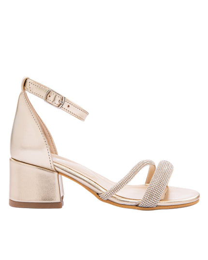 Kids Atelier-Perla-Gold-Double Rhinestone Strap Heels