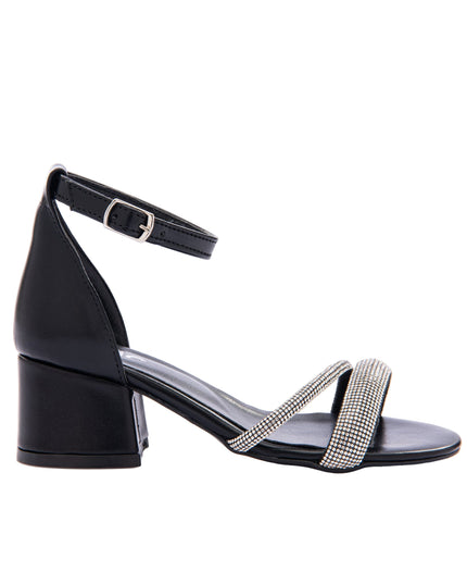 Kids Atelier-Perla-Black-Double Rhinestone Strap Heels