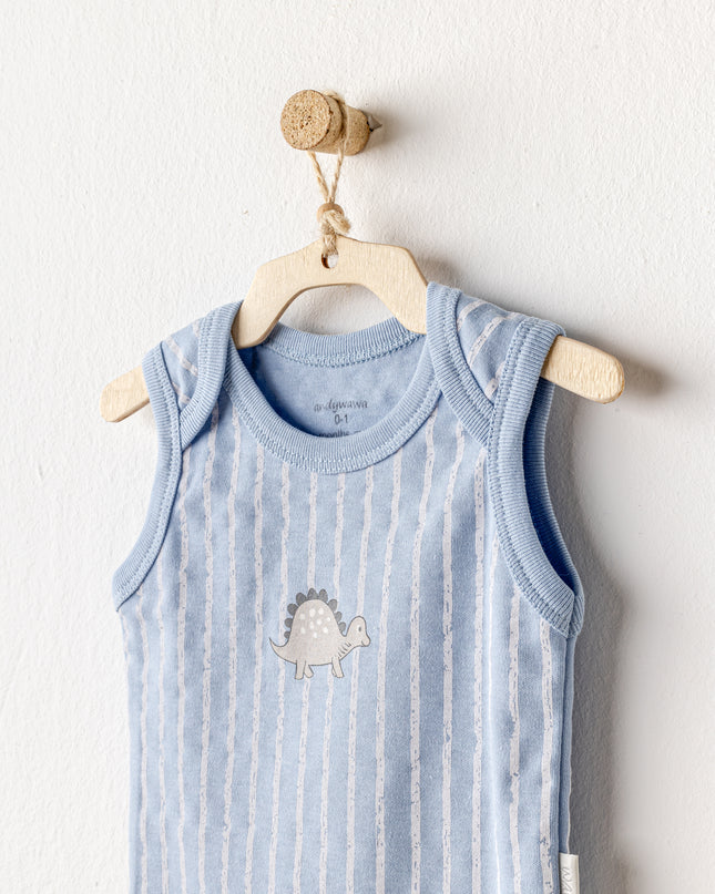 Beige and Blue Dino Bodysuits