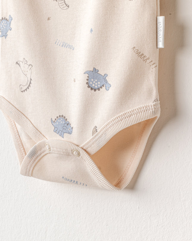Beige and Blue Dino Bodysuits
