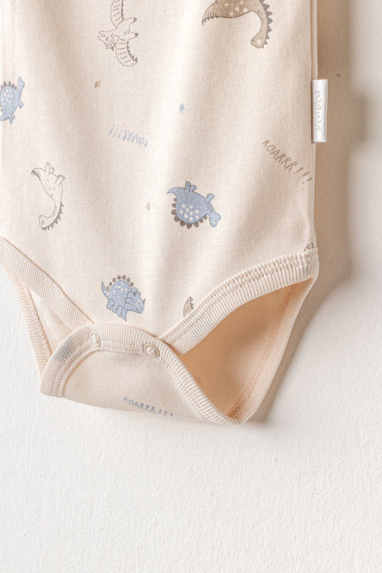 Beige and Blue Dino Bodysuits
