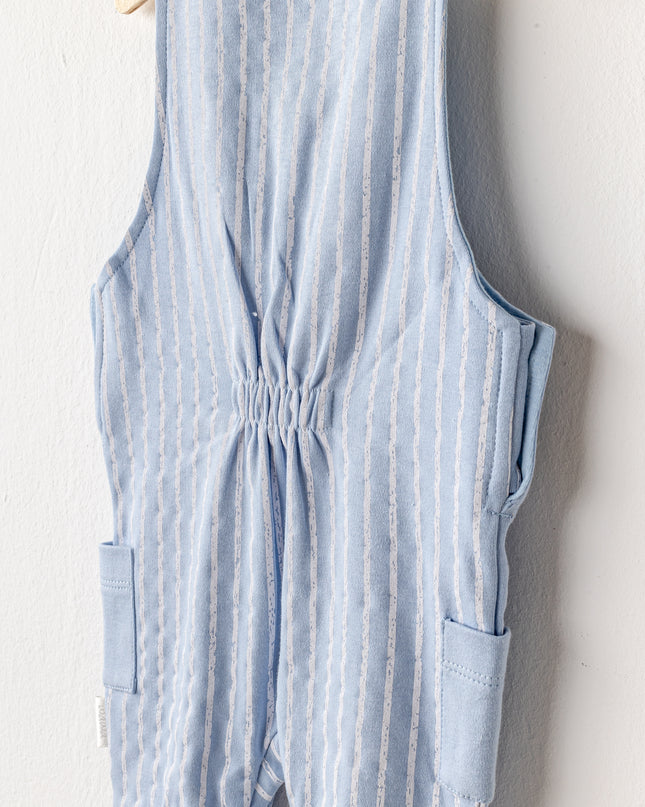 Blue Striped Dinosaur Jumpsuit Set