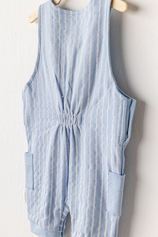 Blue Striped Dinosaur Jumpsuit Set
