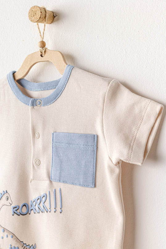 Blue Shorts Dino Pocket T-Shirt Outfit