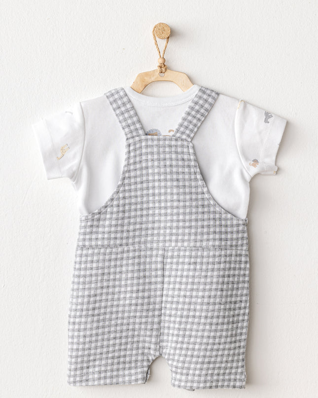 Grey Little King Gingham Jumpsuit Set