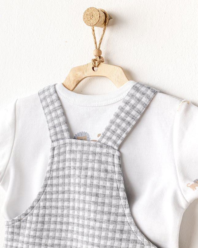 Grey Little King Gingham Jumpsuit Set