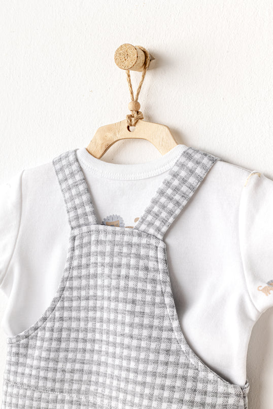 Grey Little King Gingham Jumpsuit Set